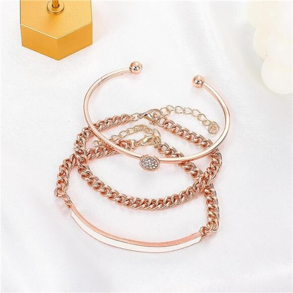 NEWITIN Gold Jewelry Set for Women Gold Plated Necklace Bracelet Ring Earrings - Picture 2 of 8